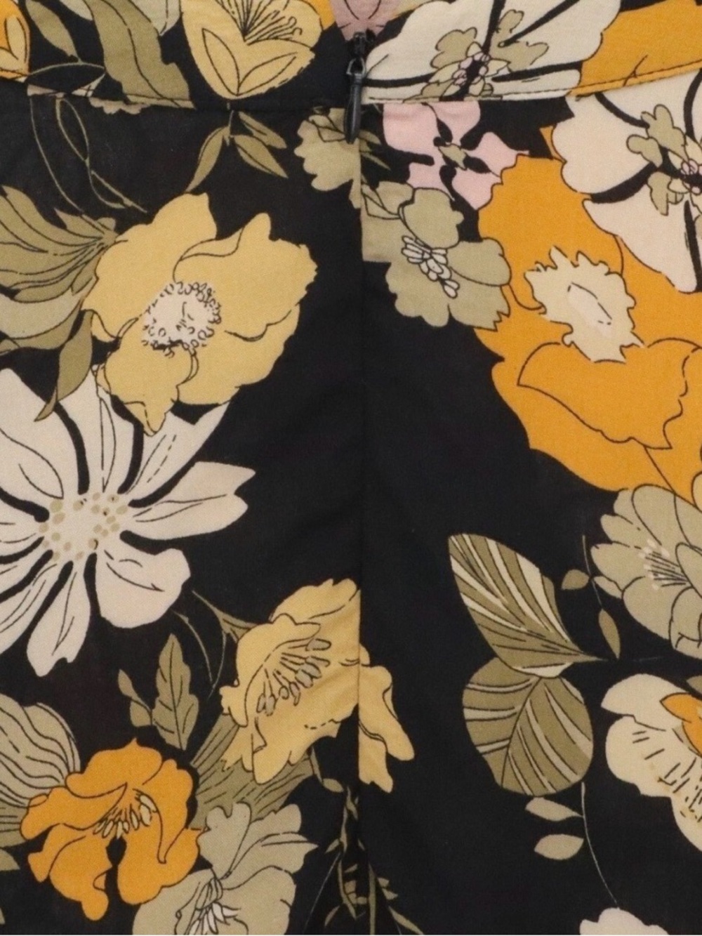 Natural Life Floral Maxi Skirt with side slit in Black and Mustard - Picture 3 of 6